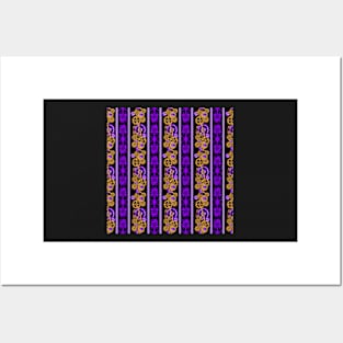 Steampunk Damask Stripes (Purple) Posters and Art